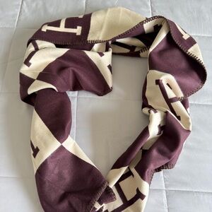Monogram Scarf in Cream and Deep Burgundy